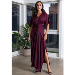 Bishop + Young Harper Crimson Cutout Dress S 100% Polyester V-Neck Short Sleeve